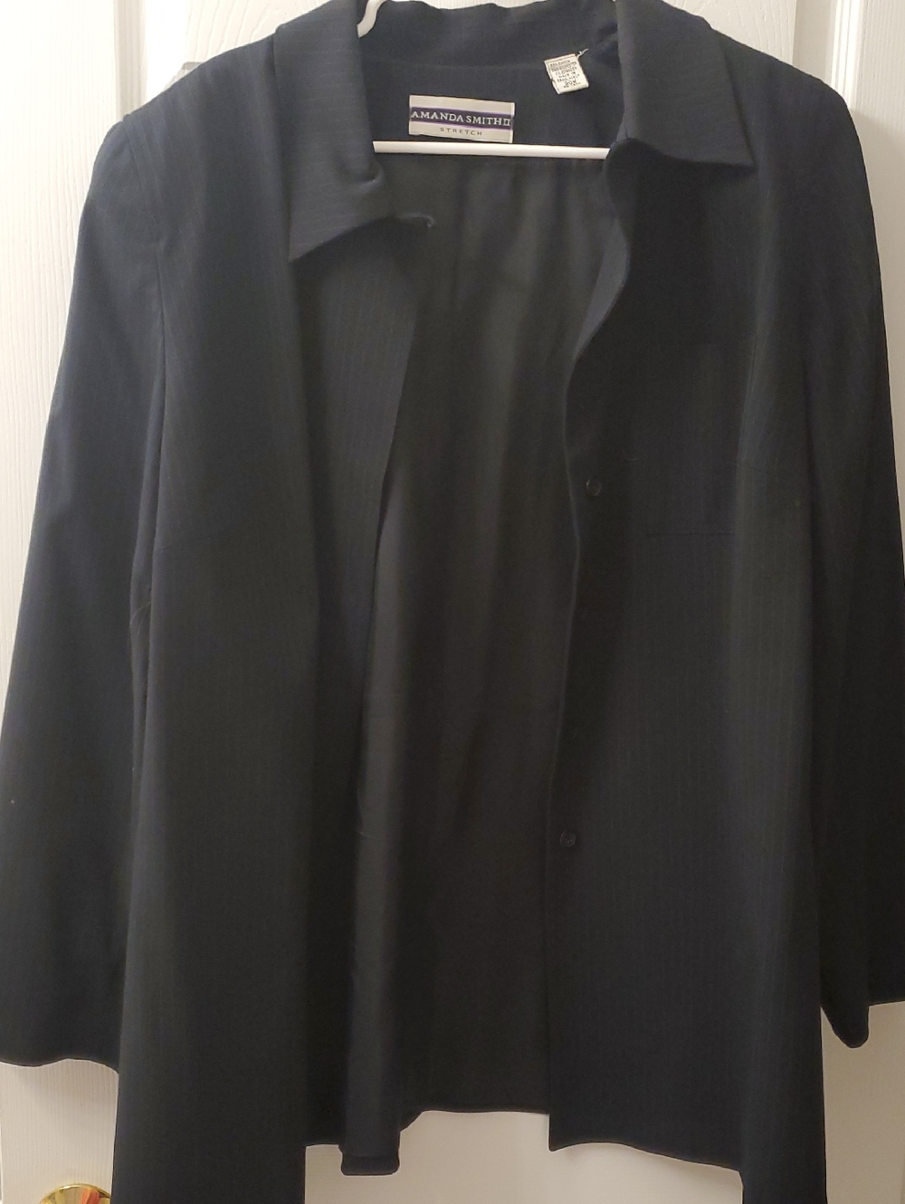 Amanda Smith Black Pinstripe Button-Front Jacket
